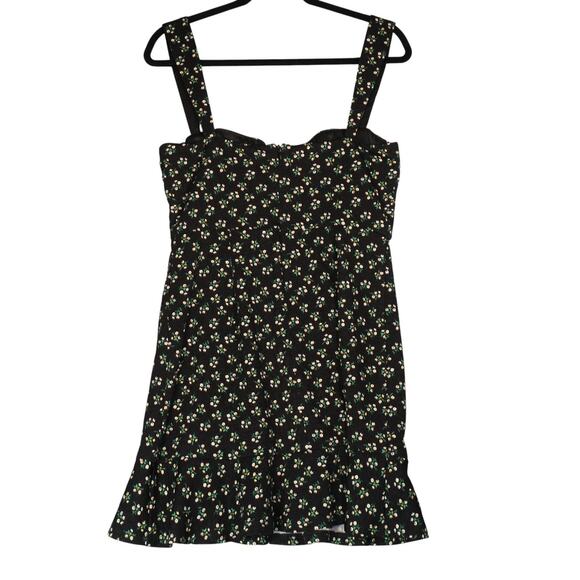 New Anthropologie Hutch Mini Dress Women Medium Black Floral Ruffle Hem Sundress - Picture 10 of 15
